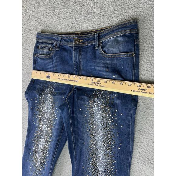 CACHE Embellished Blue Denim Jeans Bedazzled Rhinestones Women’s Size 12 y2k - Picture 9 of 15